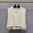 Cropped Knit Vest Off White - One Size