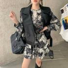 Faux Leather Zipped Jacket / Long-sleeve Tie Dye Dress