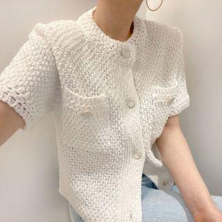 Pocket-detail Short-sleeve Knit Top