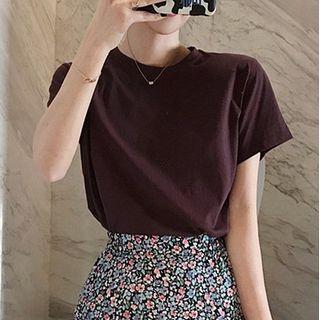 Set: Short-sleeve Plain T-shirt + Pencil Skirt
