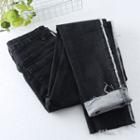 Slim-fit Fray Trim Washed Jeans