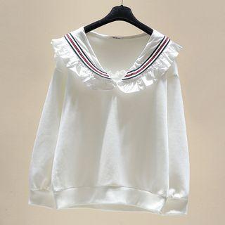 Sailor Collar Pullover White - One Size
