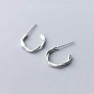 925 Sterling Silver Twisted Open Hoop Earring 1 Pair - S925 Silver - Earring - One Size