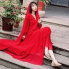 Set: Long-sleeve Maxi Dress + Headscarf