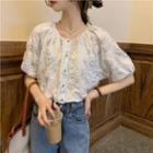 Round-neck Floral Short-sleeve Top
