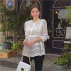 Crochet-trim A-line Sheer Blouse Ivory - One Size