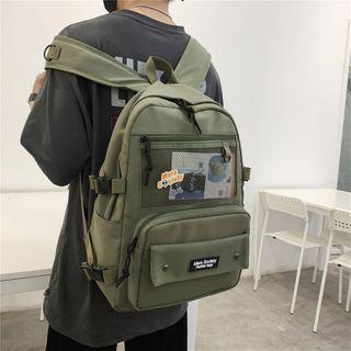 Mesh Pocket Zip Nylon Backpack