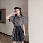Chain Accent Short-sleeve Shirt Dress / A-line Skirt