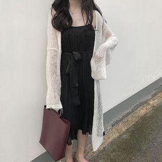 Set: Strappy A-line Midi Dress + Light Jacket