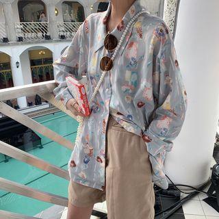 Print Shirt Aqua Green - One Size