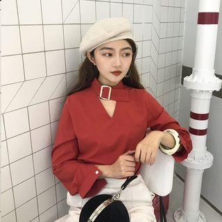 Buckled Long-sleeve Blouse