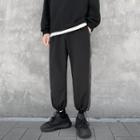 High-waist Striped Wide-leg Gathered Cuff Pants