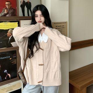 Loose-fit Long-sleeve Cable-knit Cardigan