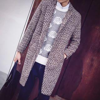 Open Front Patterned Long Jacket