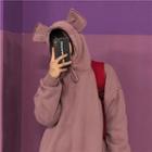 Mock Two-piece Hoodie Mauve Pink - One Size