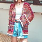 Patterned Open Jacket Red - One Size