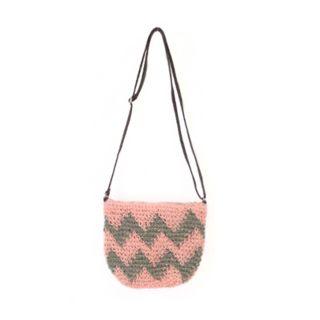 Color-block Straw Shoulder Bag