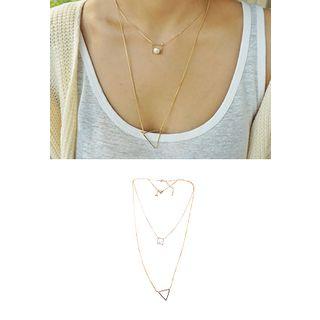 Faux-pearl Trim Layered Necklace