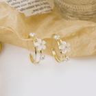 Rhinestone Flower Open Hoop Earring E2959 - As Shown In Figure - One Size