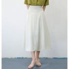 Short-sleeve Shirt / Plain A-line Midi Skirt