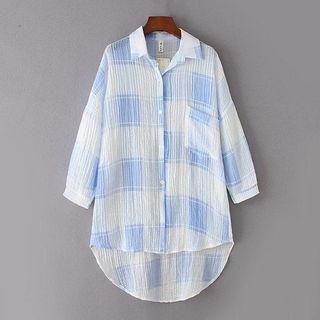 Check 3/4-sleeve Light Jacket