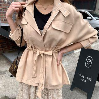 Tie-waist Oversized Safari Jacket
