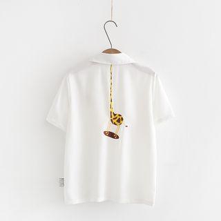 Giraffe Embroidered Short-sleeve Polo Shirt