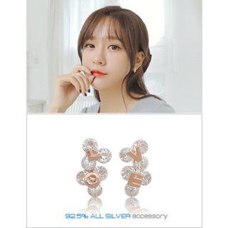 Rhinestone Lettering Stud Earrings
