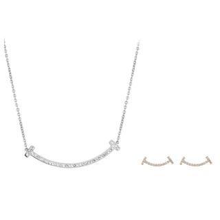 Set: Rhinestone Smiley Necklace + Ear Stud