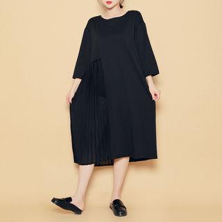 Pleated Midi T-shirt Dress