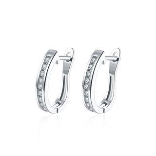 Fashion Simple Geometric Cubic Zircon Stud Earrings Silver - One Size