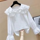 Eyelet Lace Flared Cuff Blouse