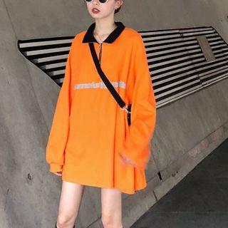 Lettering Long-sleeve Polo Dress