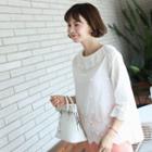 Frilled-collar Appliqu  Top Ivory - One Size