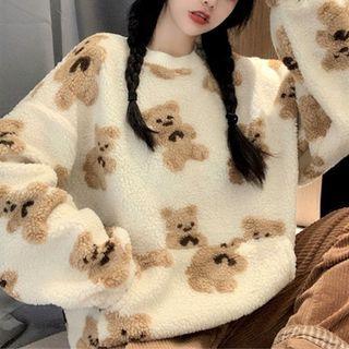 Fleece Bear Printed Sweater