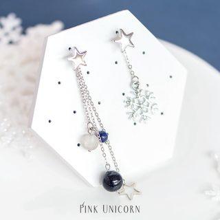Flake Mismatch Earring 1 Pair - S925 Silver - Platinum - One Size