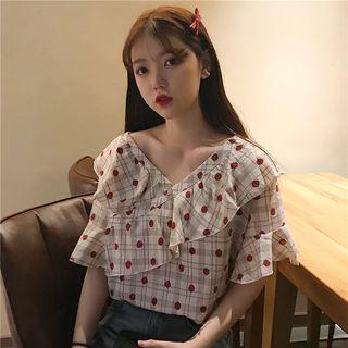 Strawberry Elbow-sleeve Blouse