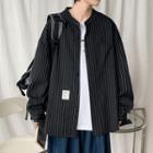 Striped Stand Collar Shirt Jacket