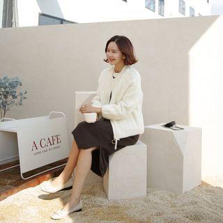 Drawstring-hem Zipped Faux-fur Jacket