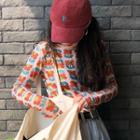 Long-sleeve Flower Print T-shirt As Shown In Figure - One Size
