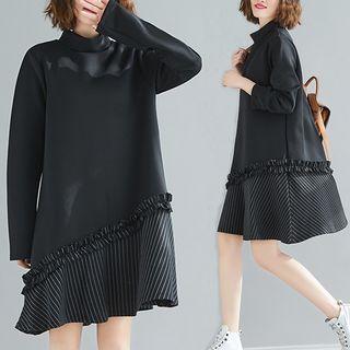 Mock Neck Pullover Dress As Shown In Figure - One Size