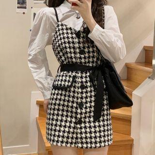 Houndstooth Strappy A-line Dress / Shirt