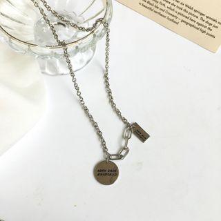 Lettering Chian Necklace 1 Pc - Necklace - Silver - One Size