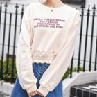 Lettering Smocked Cropped Pullover