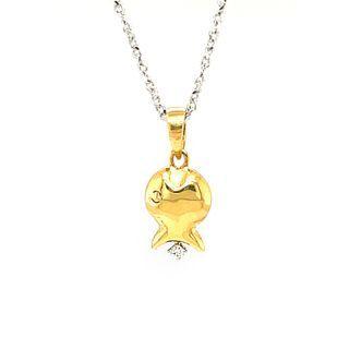 18k Gold Dangling Pendant With Diamonds One Size