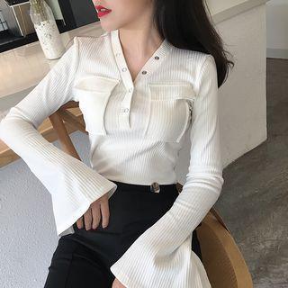 Pocketed Long Sleeve Knit Top
