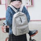 Lettering Chain Detail Canvas Backpack