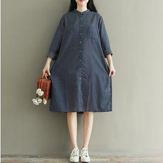 Dotted Midi Shirt Dress