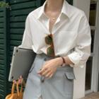 Set: Long-sleeve Mini Shirtdress + Asymmetrical Mini Pencil Skirt