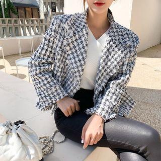 Flap-detail Checked Tweed Jacket
